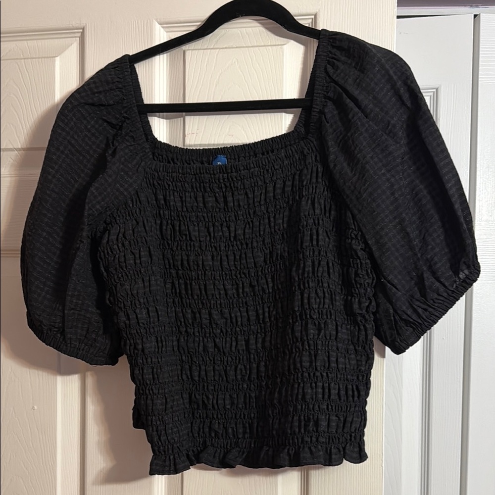 Black Smocked Women's Top